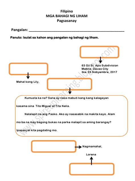 bahagi ng liham pangkaibigan.